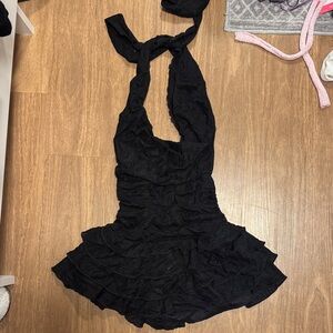 Black Halter Backless Dress